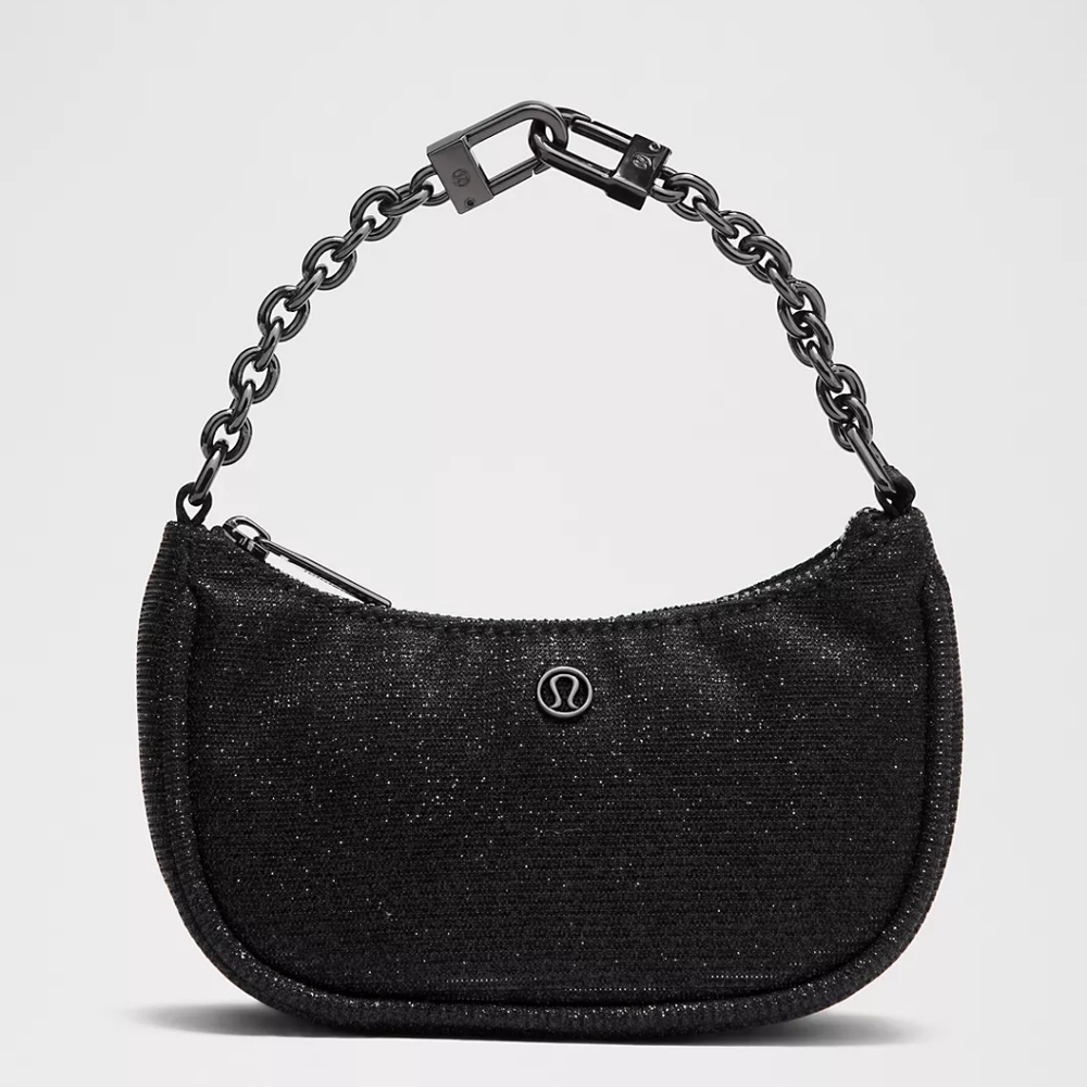Lululemon City Essentials Nano Shoulder Bag Black Glitter Shimmer NWT